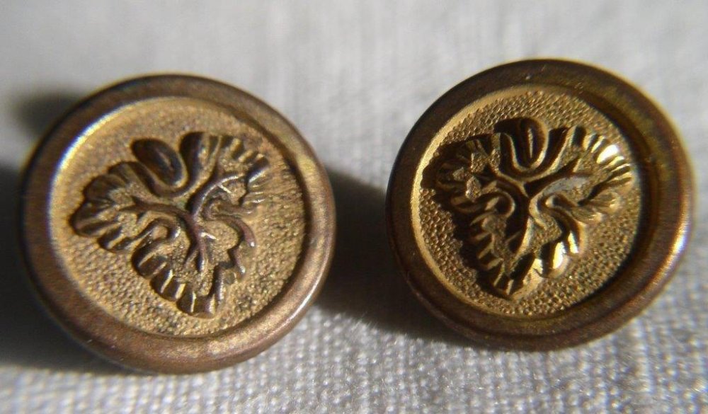 (image for) Civil War era D Evans Brass Buttons EXTRA with Oak Leaf Shank