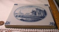 (image for) Old Delft Tile, Coastal Landscape with Tower Royal Makkum Blue