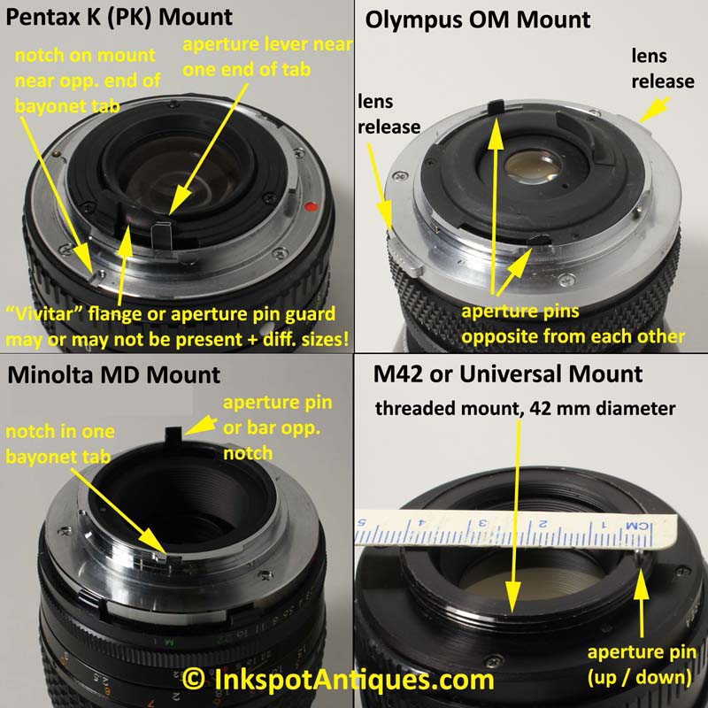 common vintage lens mounts