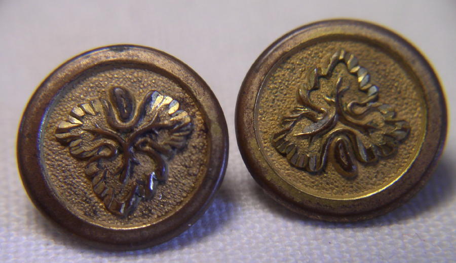 (image for) Civil War era D Evans Brass Buttons EXTRA with Oak Leaf Shank