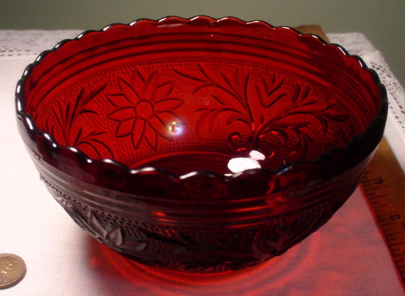 (image for) Anchor Hocking Royal Ruby Bowl in Sandwich Pattern 5 in