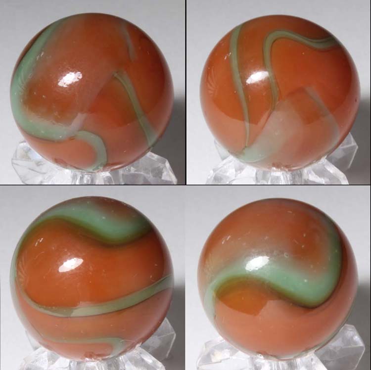 (image for) Peltier Glass Company Orange-Green Rainbo Marble 5/8-inch Mint-