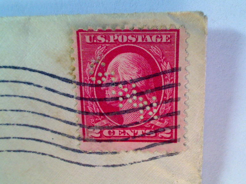 (image for) GINN Perfin 1913 Cover Chelsea Flag Cancel